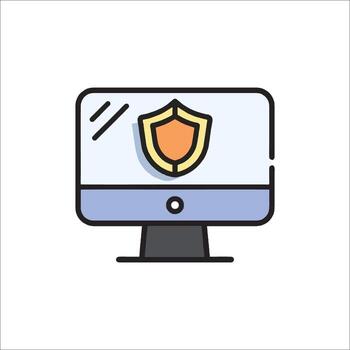 un computadora monitor con un proteger en eso vector