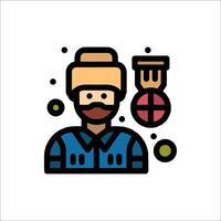 A man with a beard and hat is holding a ball vector