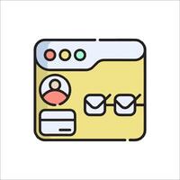 A web page with a person in the middle and a check mark vector