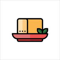 A plate with cheese and a leaf on it vector