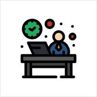 Businessman working at desk with clock and other icons vector