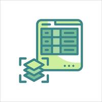 A tablet with a stack of books on it vector