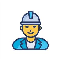 A man in a hard hat icon vector
