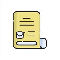 A yellow document with a check mark on it vector