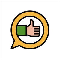 A thumbs up icon with a hand in the middle vector