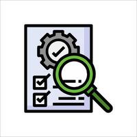 Magnifying glass icon with checklist and check mark illustration vector