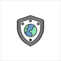 A shield with a globe on it vector
