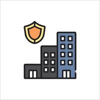 A building with a shield icon vector