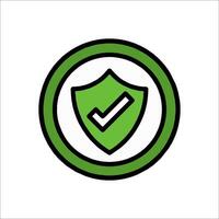 A green shield with a tick mark on it vector