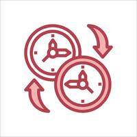 Two clocks are shown in a line icon vector