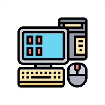 Computer and keyboard icon illustration vector