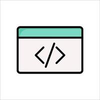 A computer screen with a code symbol on it vector