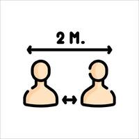 Two people are standing next to each other, one is 2 meters away from the other vector