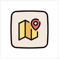 A map icon with a pin pointing to it vector
