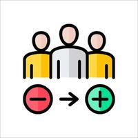 People with plus and minus symbols on a white background vector