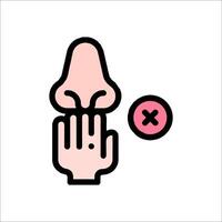 A hand with a nose and a finger pointing to it vector