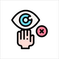 A hand with an eye and a cross next to it vector