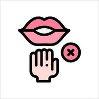 A pink hand with a red lip and a hand with a red cross vector
