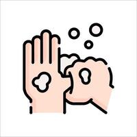 Hand washing icon with soap bubbles and soap vector