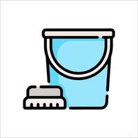 A bucket and brush icon on a white background vector
