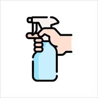 Hand holding a spray bottle with a spray nozzle vector