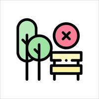 A line icon of a chair and a tree vector