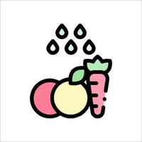 A carrot and an apple are shown in a line drawing vector