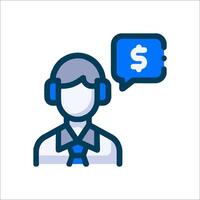Call center agent with dollar sign icon vector