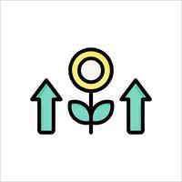 A flower and two arrows pointing up vector