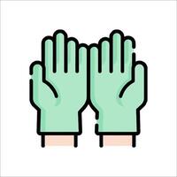 Two hands with green gloves on a white background vector
