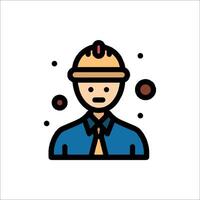 A man in a hard hat and tie icon vector