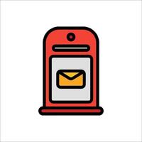 A red mailbox with an envelope inside vector