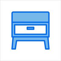 A blue line icon of a nightstand vector