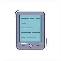 A tablet computer with a line drawing of text on it vector