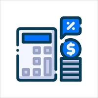A calculator and a stack of money are shown vector