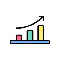 A graph bar chart icon with an arrow going up vector