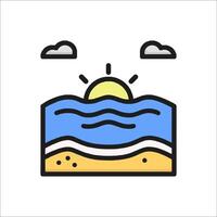 A beach with waves and sun icon vector