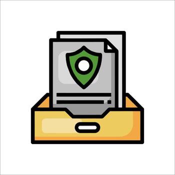 A file box with a green shield on top vector
