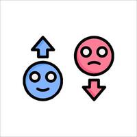 Two emoticons with arrows pointing to the left and right vector