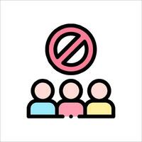 A group of people with a no entry sign on the wall vector