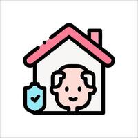 An icon of a man in a house with a check mark vector