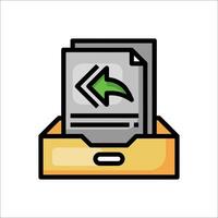 A file box with a green arrow pointing to it vector