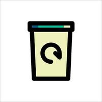 A coffee cup icon with a green arrow vector