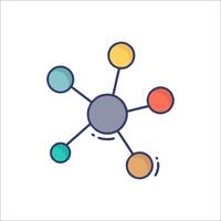 A network icon with four different colored circles vector