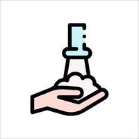 A hand holding a soap dispenser with a soap in it vector
