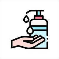 Hand washing soap dispenser with soap and water icon illustration vector