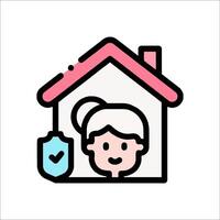 A woman is holding a check mark in front of a house vector