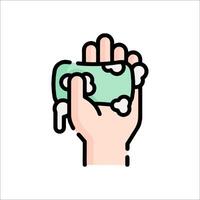Hand washing with soap and water icon vector
