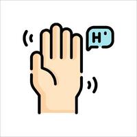 Hand gesture with speech bubble icon vector