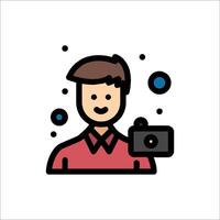 A man holding a camera icon vector